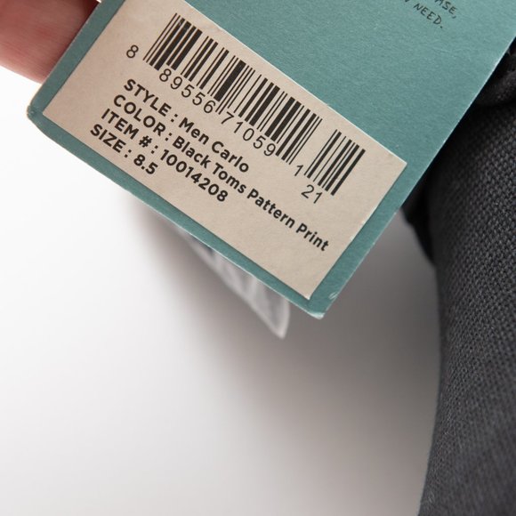 Toms Carlo Sneakers Lace Up Canvas Shoes Casual Retro Black White Size 8.5 New - Picture 5 of 7